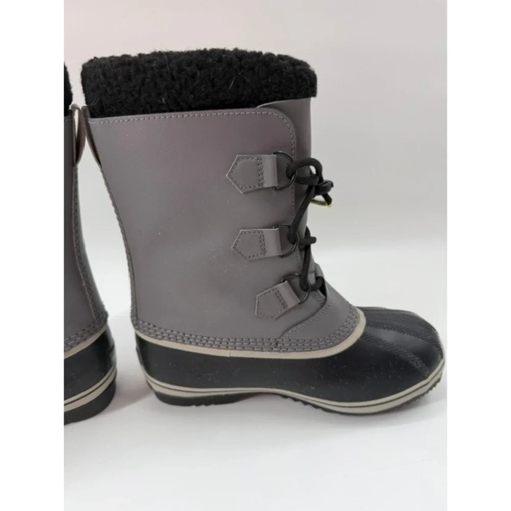 Sorel Yoot Pac Youth Unisex Winter Snow Boots Grey Black Size 6  Water Proof